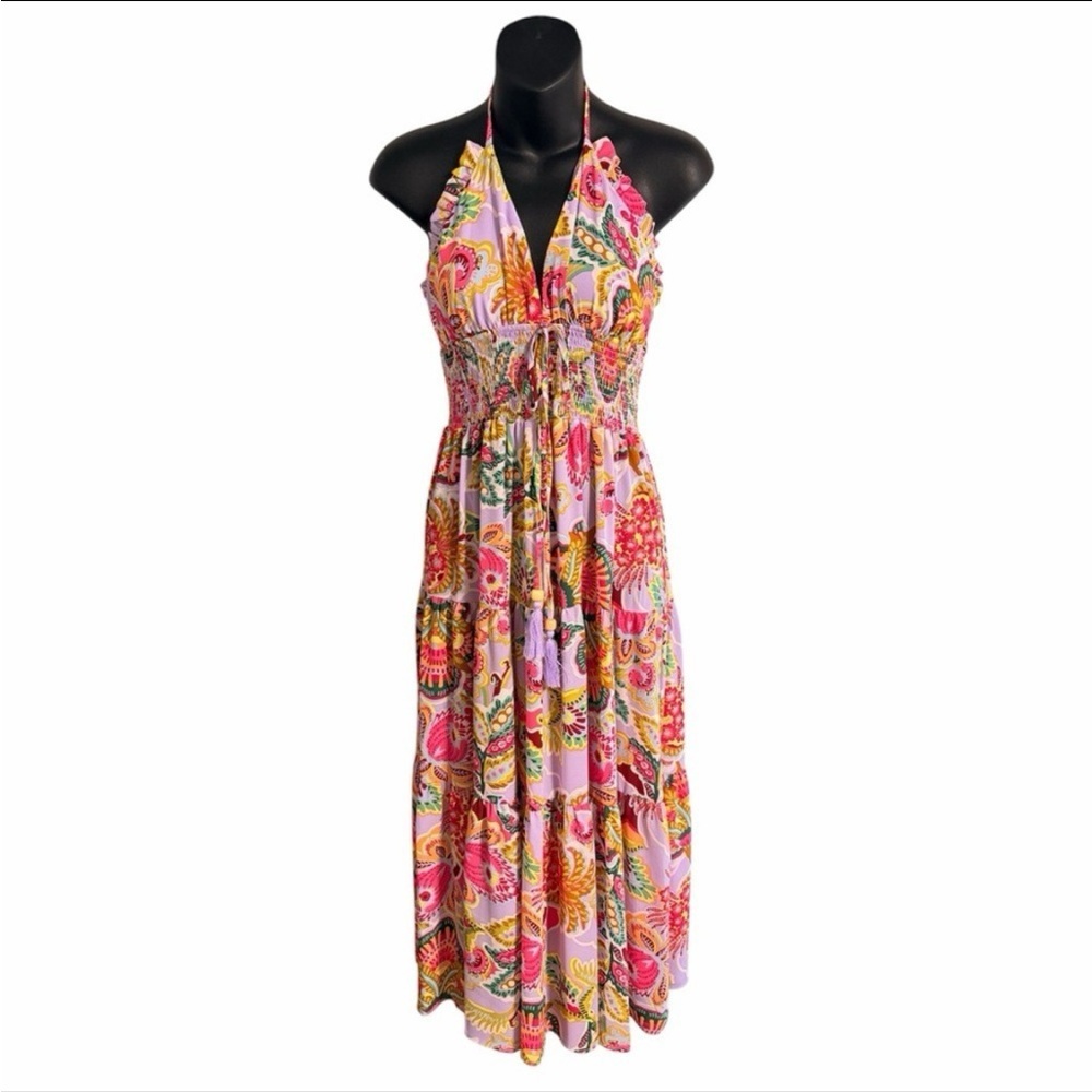 Chelsea & Violet Purple Paisley Halter Maxi Dress